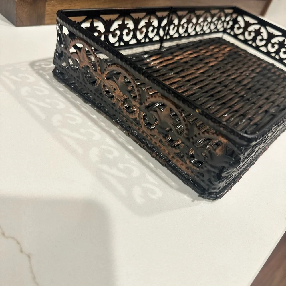 Elegant Black Metal Bathroom Tray